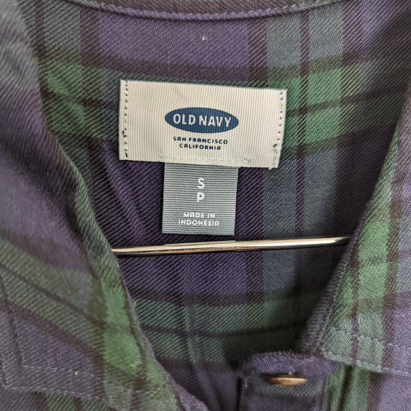 Old Navy Plaid Shirt Dress, Blue/Green, Women's S - Picture 4 of 4
